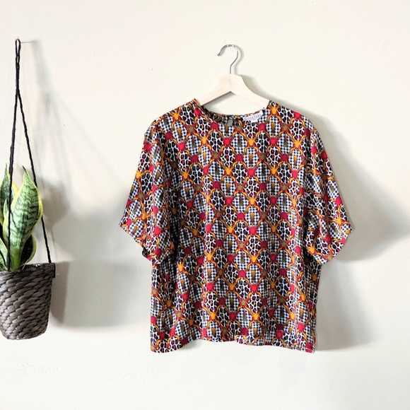 Alyssa Carr Tops - ALYSSA CARR Vintage Leopard Houndstooth Blouse
